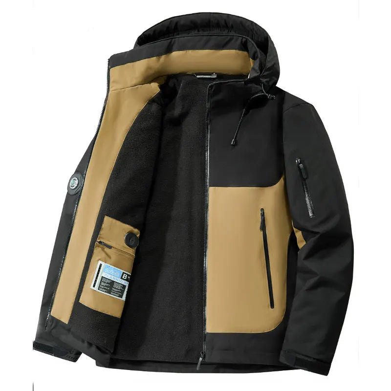Winter Men Thick Warm Waterproof Parkas Jackets Hat Detachable Men Wool Liner Fleece Coats Male Parka Plus Size Winter Jacket