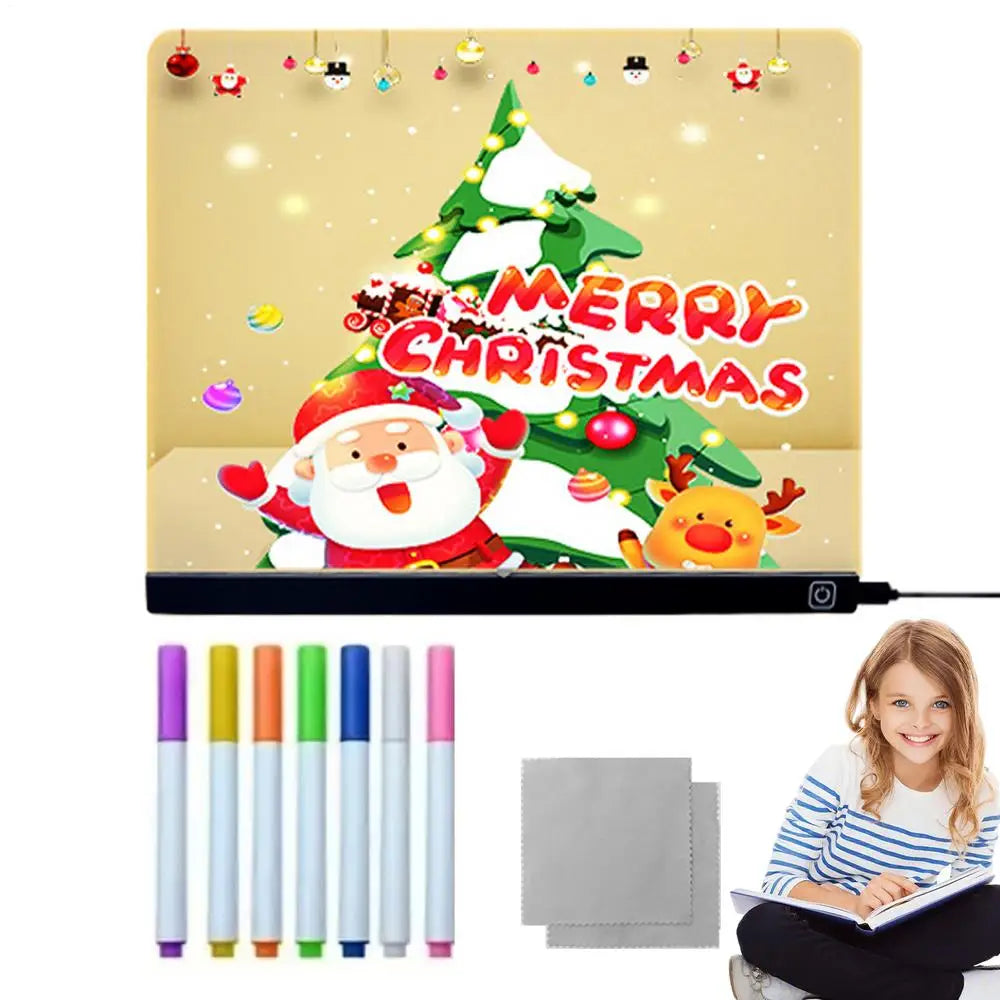 LED Letter Message Board With 7 Colorful Pens Acrylic Dry Erase Board with Light Light Up Dry Erase Board for Office School Home