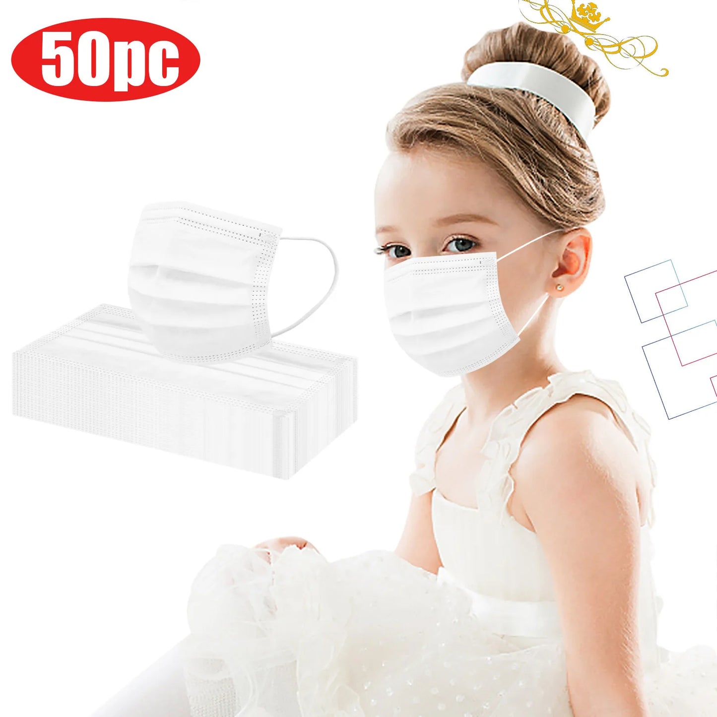 50pcs Kids Face Mask Disposable 3 Ply Safety Face Mask 4-12 Children Face Mask BUY TWO BOXES AND GET A FREE LAPTOP STAND