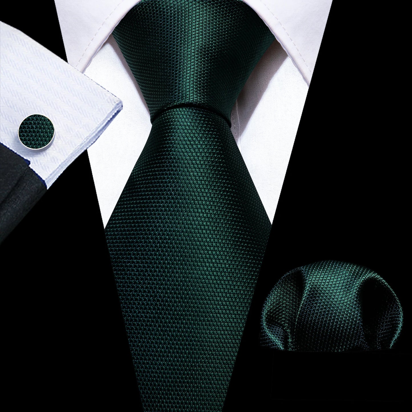 Amazony Epic Green Silk Mens Tie Hanky Cufflinks Set Mint Grass Teal Bottle Sage Pea Green Necktie For Male Wedding Business Party
