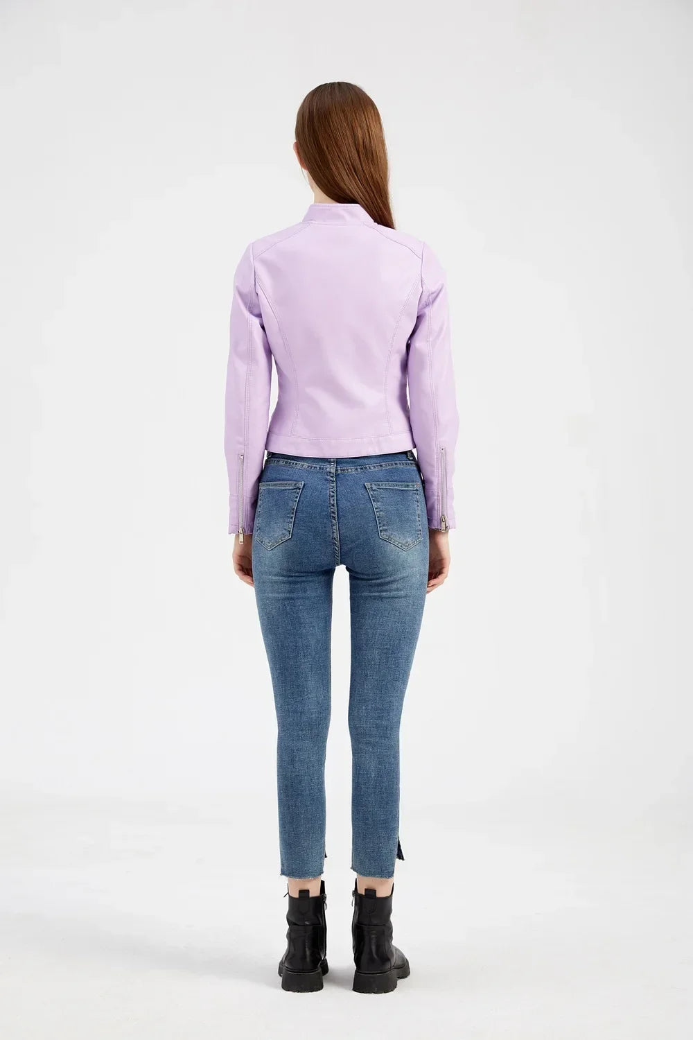 Spring Autumn Stand Collar Ladies Thin Leather Outerwear 2024 New Style Women's Leather Jacket Short Slim Fit
