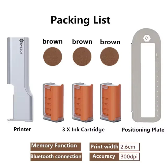 EVEBOT Food Inkjet Printer Handheld DIY Printpen With Auxiliary Ruler Print Size 26*1000 MM Custom Printing for Cafes Bakeries