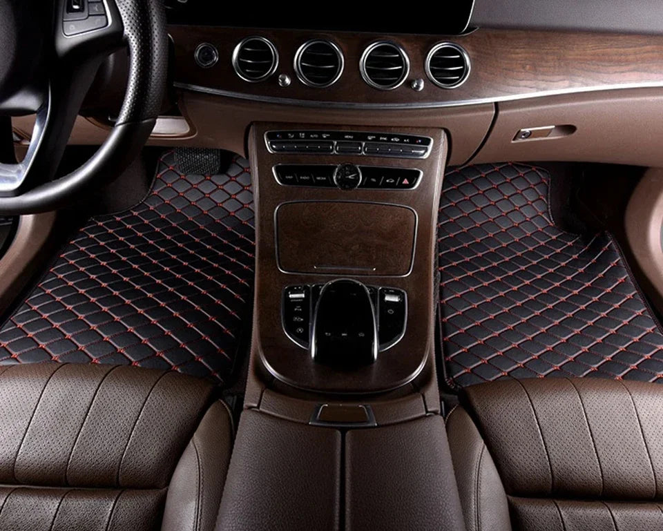 5PCS Universal Car Floor Mats PU Leather Waterproof Auto Foot Pad Protector Carpet Front and Rear Mats Set Auto Accessories