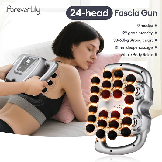24-Head Fascia Gun 99 Levels Strength High-Frequency Vibration Body Massage Gun Back and Waist Massager Neck Shoulder masajeador