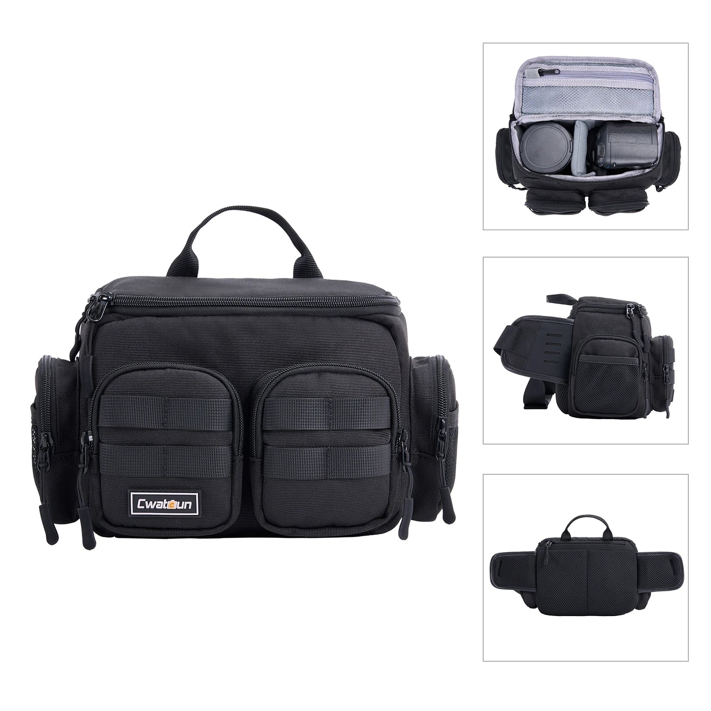 Camera Bag Travel Shoulder Bag Available for 1 Camera + 1 Lens Water-resistant Shock-proof Camera Case for SLR Camera Body/ Lens