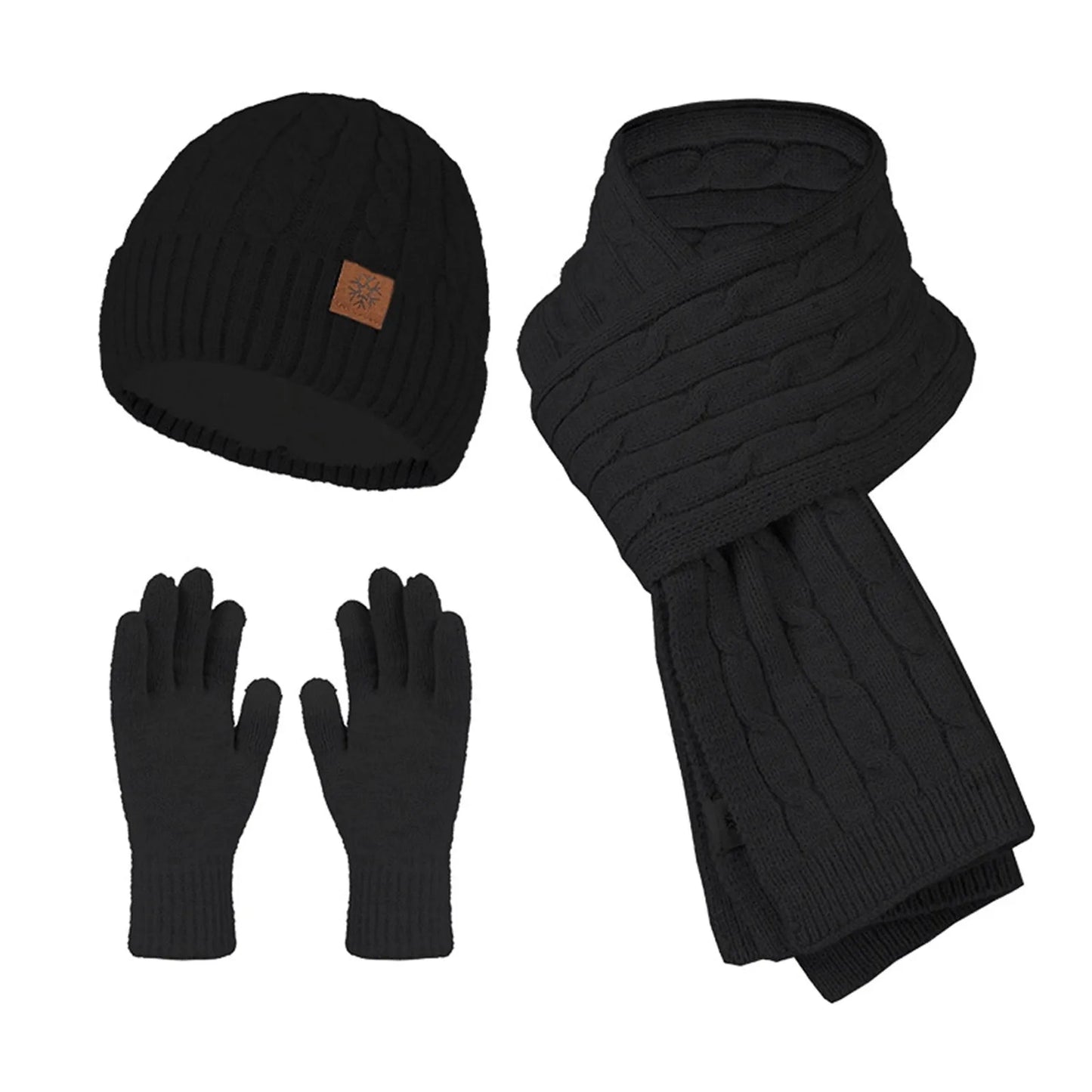 3 Piece Winter Sets Women Knitted Beanies Keep Warm Winter Hat For Women Scarves Cap Scarf Gloves Hats Outdoor Riding Knitwear