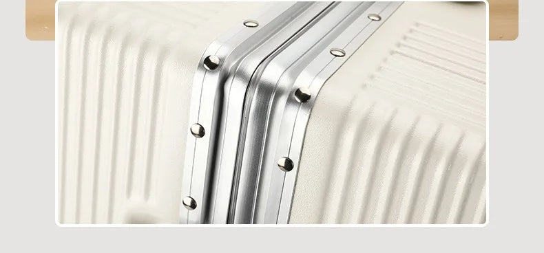 Suitcase Front Opening Pocket Aluminum Alloy Frame Rolling Luggage with USB Charging Plug Trolley Carry-on Case Bag with Wheel