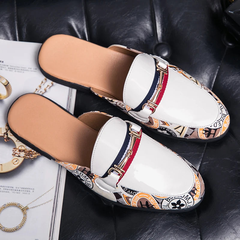 TINTINOS 2024 Summer Half Shoes Men Leather Shoes Men Mules Casual Shoes Fashion Half Drag Loafer Leather Men Shoes Mocassin Handmade Shoes