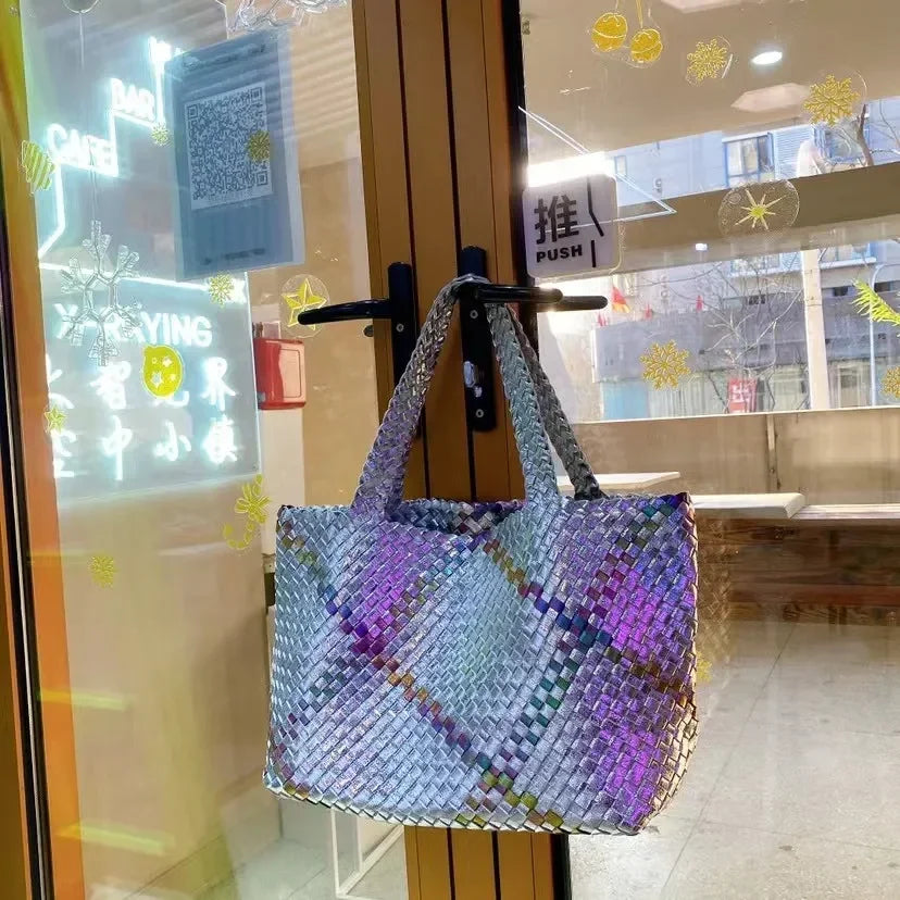 Luxury Woven Tote Women's Handbags Designer Large Shoulder Bags for Women 2025 Fashion PU Shopper Purses Composited Bags Clutch