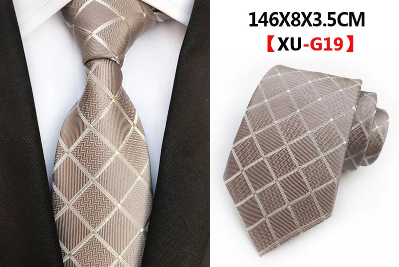 Men's Fashion Tie 8cm Silk Classic Necktie Yellow Blue Plaid Striped Flower Ties Business Wedding Mans Neckwear Gift Accessories