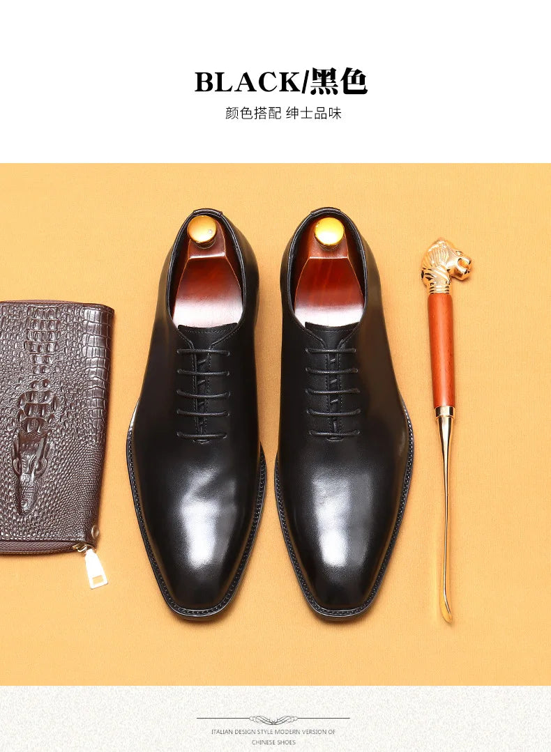 2024-2025 Italian Design Genuine Leather Shoes for Men Business Shoes Lace Up Oxfords Male Wedding Dress Shoes Men Plus Size 37-46
