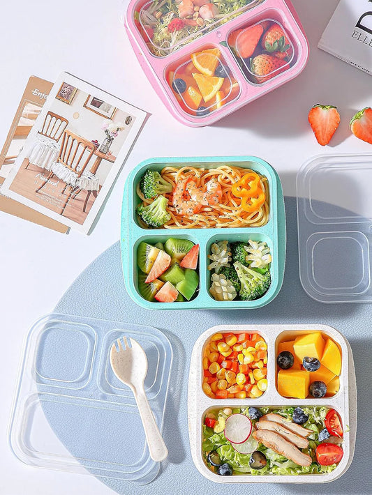1pc portable kitchen tool meal box with 4 compartments for children and adults, used for home snack storagereusable meal boxes