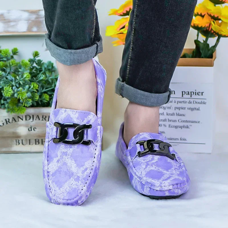Our 2025 New Fashionable Mens Over Size 38-48 Moccasin Shoes Purple Spring Male Formal Dress Shoes Comfortable Youth Leisure Shoes