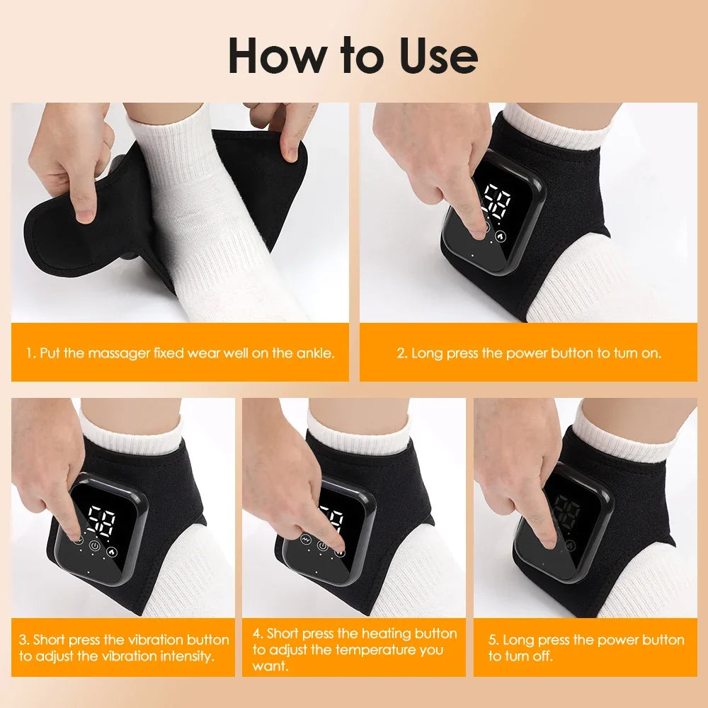 Heating Ankle Massage Belt Electric Hot Compress Vibration Massage Hand Wrist & Foot Ankle Guard Band Carpal Wrap Support Brace