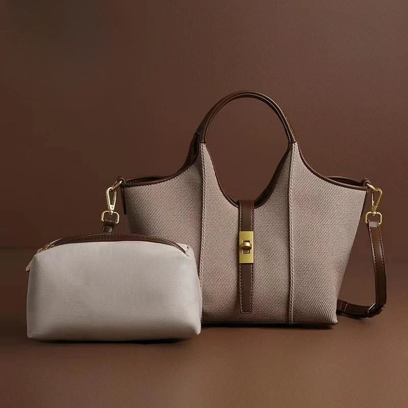 Brand New Collection 2024-2025  New Large Capacity Grocery Basket Shoulder Bag Bag with Pouch Fashion Brand Handbag Female Commuting All-match