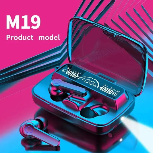 M19 Bluetooth Headset Wireless Tws Gaming Support Noise-cancelling Touch In-ear Mini Emergency Power Bank Headset - FREE LAPTOP STAND IS OFFER