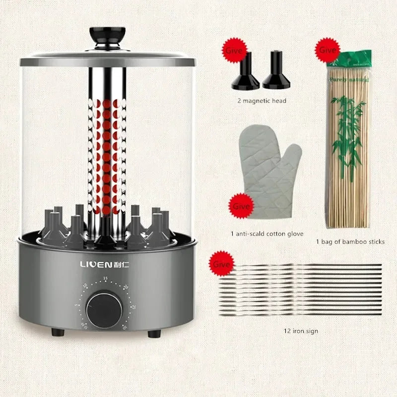 220V Electric Barbecue Machine Multifunctional Indoor Rotating Automatic Skewer Machine Indoor Lamb Skewer Pot Barbecue Machine