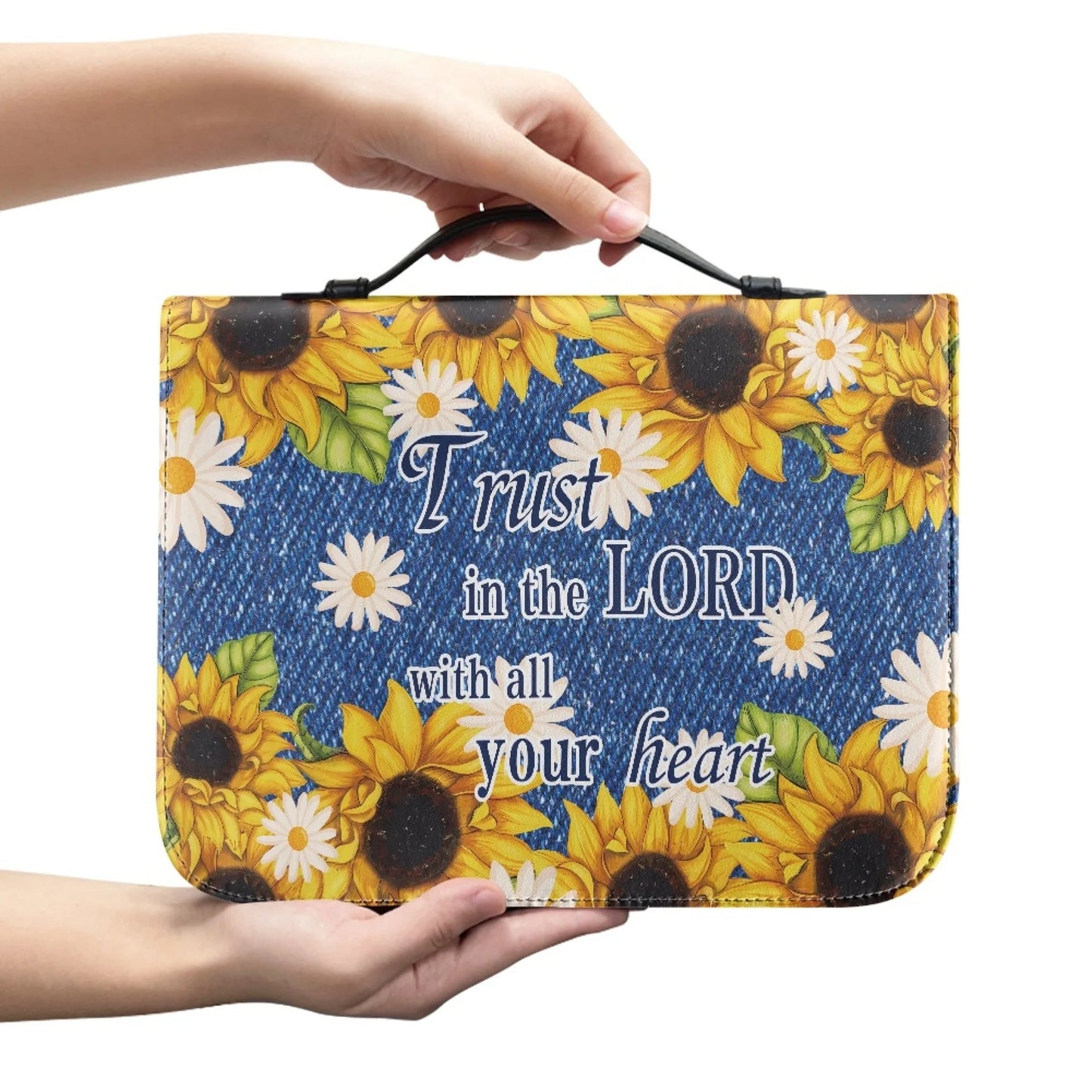 M Size Leather Cross Design Printed Book Bible Bag Student Travel Storage Bag One-handed Portable Storage Student Handbag