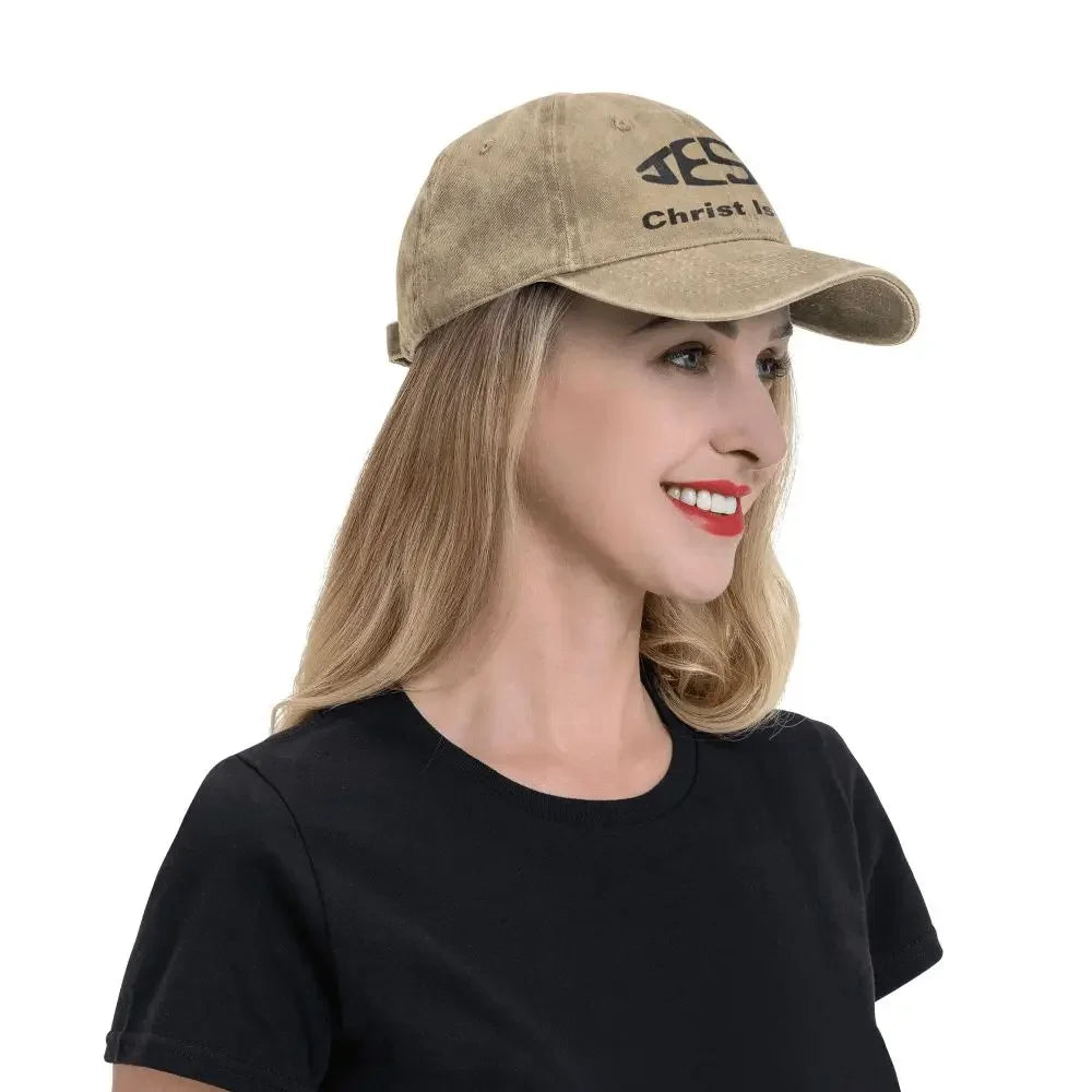 Baseball Cap Jesus- Christ Is Lord Outfit Men Women Casual Distressed Denim Fishing Lover Headwear Gift