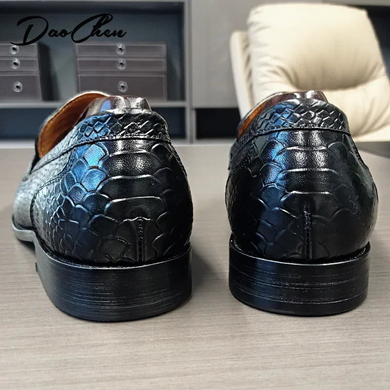 OUR 2025 NEW Collection LUXURY BRAND LEATHER SHOES BROWN BLACK SLIP ON SNAKE PRINT MEN'S CASUAL SHOES WEDDING OFFICE casual loafers men