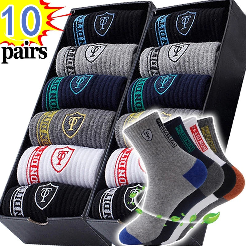 Big Big Sale NOW in AMAZONY EPIC 10 Pairs Breathable Cotton Sports Stockings Men Bamboo Fiber Autumn and Winter Men Socks Sweat Absorption Deodorant Business Sox