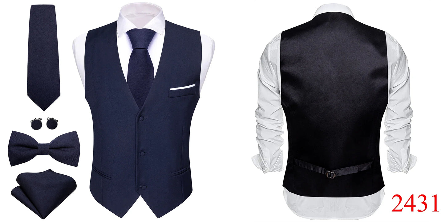 Elegant custom Vest for Men Solid Satin Waistcoat Tie Bowtie Hanky Set Sleeveless Jacket Formal Male Gilet Suit- FREE SHIPPING FREE SHIPPING FREE SHIPPING