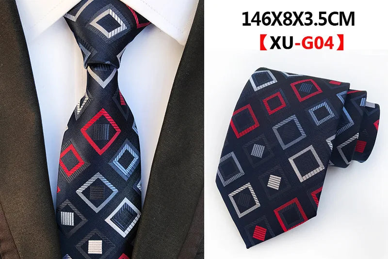 Men's Fashion Tie 8cm Silk Classic Necktie Yellow Blue Plaid Striped Flower Ties Business Wedding Mans Neckwear Gift Accessories