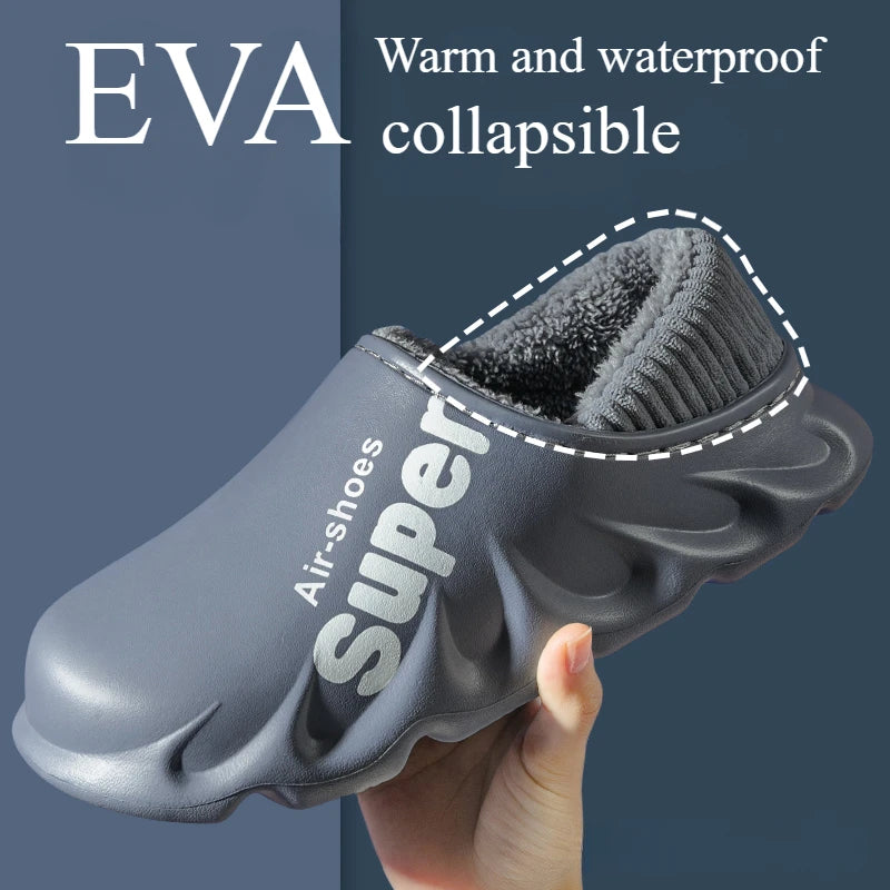 2024-2025 Winter Men Indoor Warm Slippers Plush Waterproof Anti Slip Cotton Shoes for  Women Slip-on Casual Snow Walking Loafers - FREE SHIPPING