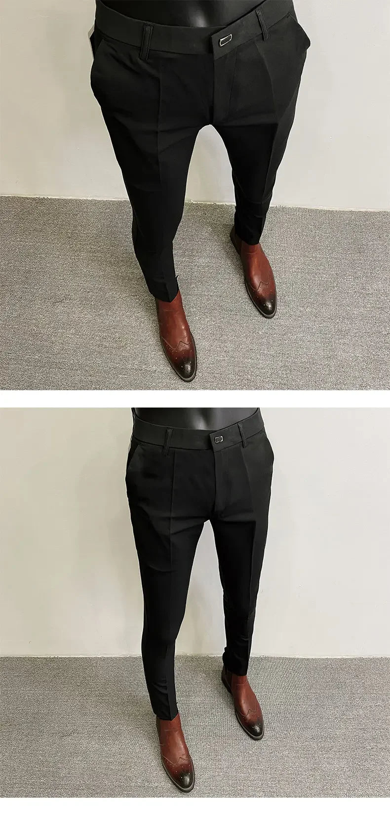 Summer Thin Men's Pants Non-iron Business Pants Men Formal Office Solid Color Daily Wear Casual Slim Fit Dress Suit Trousers Men