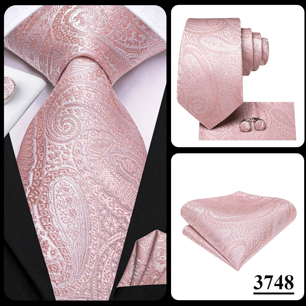 Our Brand  2025 Hi Tie Striped Sage Green Mens Fashion Necktie Handkerchief Cufflinks for Tuxedo Accessory Classic Silk Luxury Tie for Man Gift