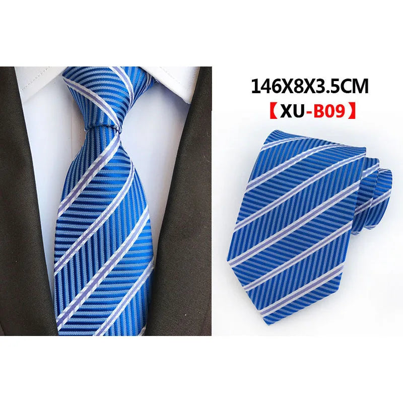 Men's Fashion Tie 8cm Silk Classic Necktie Yellow Blue Plaid Striped Flower Ties Business Wedding Mans Neckwear Gift Accessories