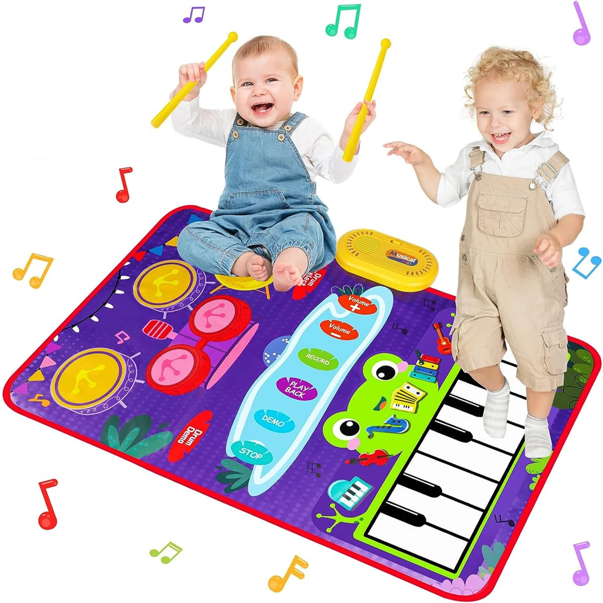 80x50cm Music Play Mat for Kids Toddlers Floor Piano Keyboard Drum Toys Dance Mat with 6 Instruments Sounds Educational Toys