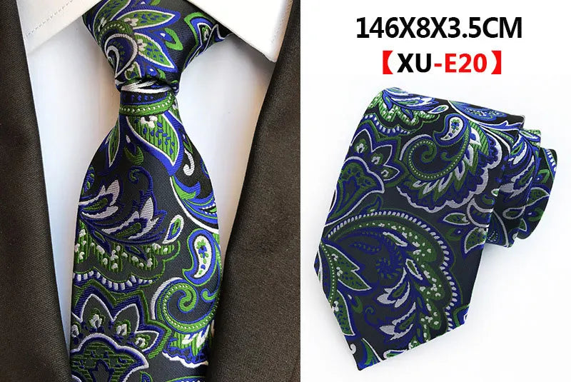 Men's Fashion Tie 8cm Silk Classic Necktie Yellow Blue Plaid Striped Flower Ties Business Wedding Mans Neckwear Gift Accessories