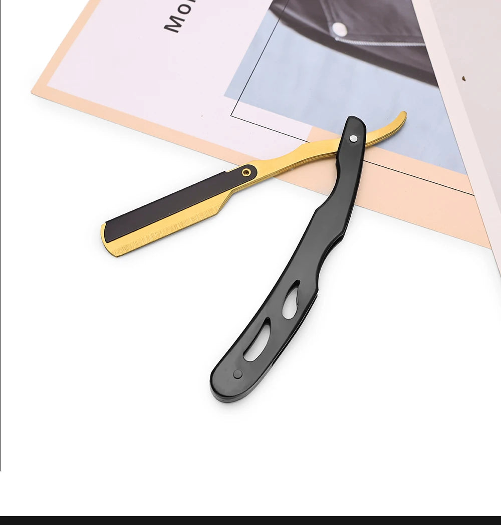 Professional Shaving Knife Manual Shaver Stainless Steel Shaver Rack Professional Straight Edge Razor Barber Beard Cutter