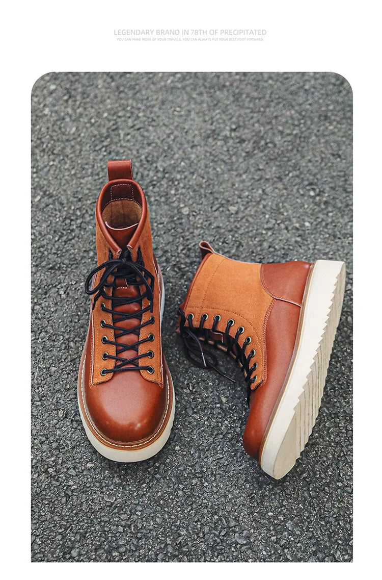 New Collection 2024-2025 Leather Boots Men's Retro Work Boots Lace Up Anti Slip Men's Boots Botas Masculino Chaussure Hommes Botas Para Hombre Botines Free gift after any purchase Free Laptop Stand