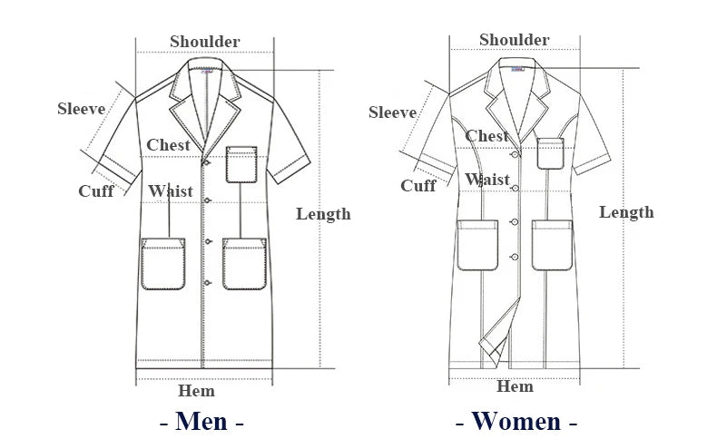 NEW 2024  White Lab Coat for Women Men Students Chemistry Healthcare Professionals Nurse Long Sleeves Doctor Work Robe XK002