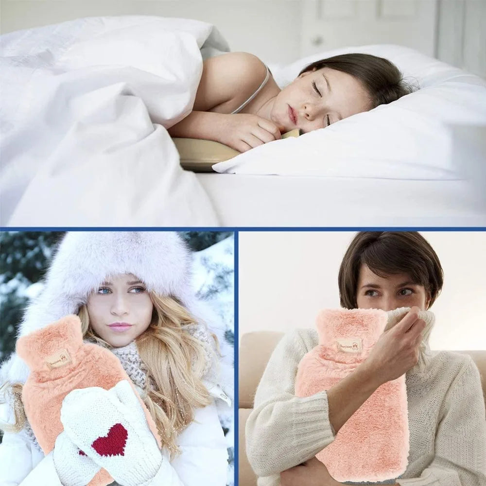 Removable Hot Water Bottle Cover Explosion Proof Leak-proof Plush Covering Portable and Reusable Cold-proof Hand Feet Warmer