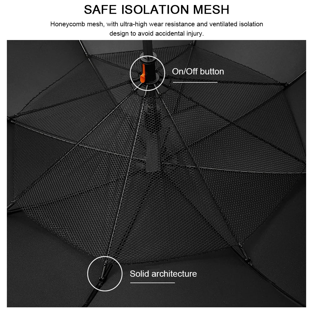 Portable Umbrella 2025 With Fan Misting UV Sun Umbrella Safety Isolation Mesh Super Wind Power Battery & USB Rechargeable Powered