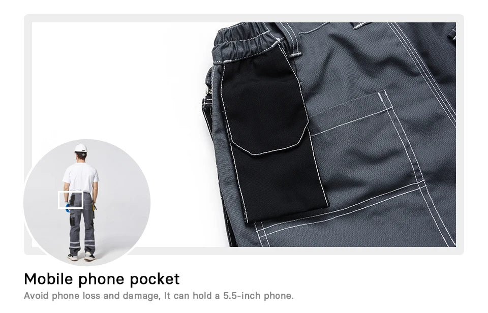 Electrician Men Working Pants Multi Functional Pockets Wear-resistance Workwear Trousers Reflective Work Mechanic Repair Mens Cargo Pants