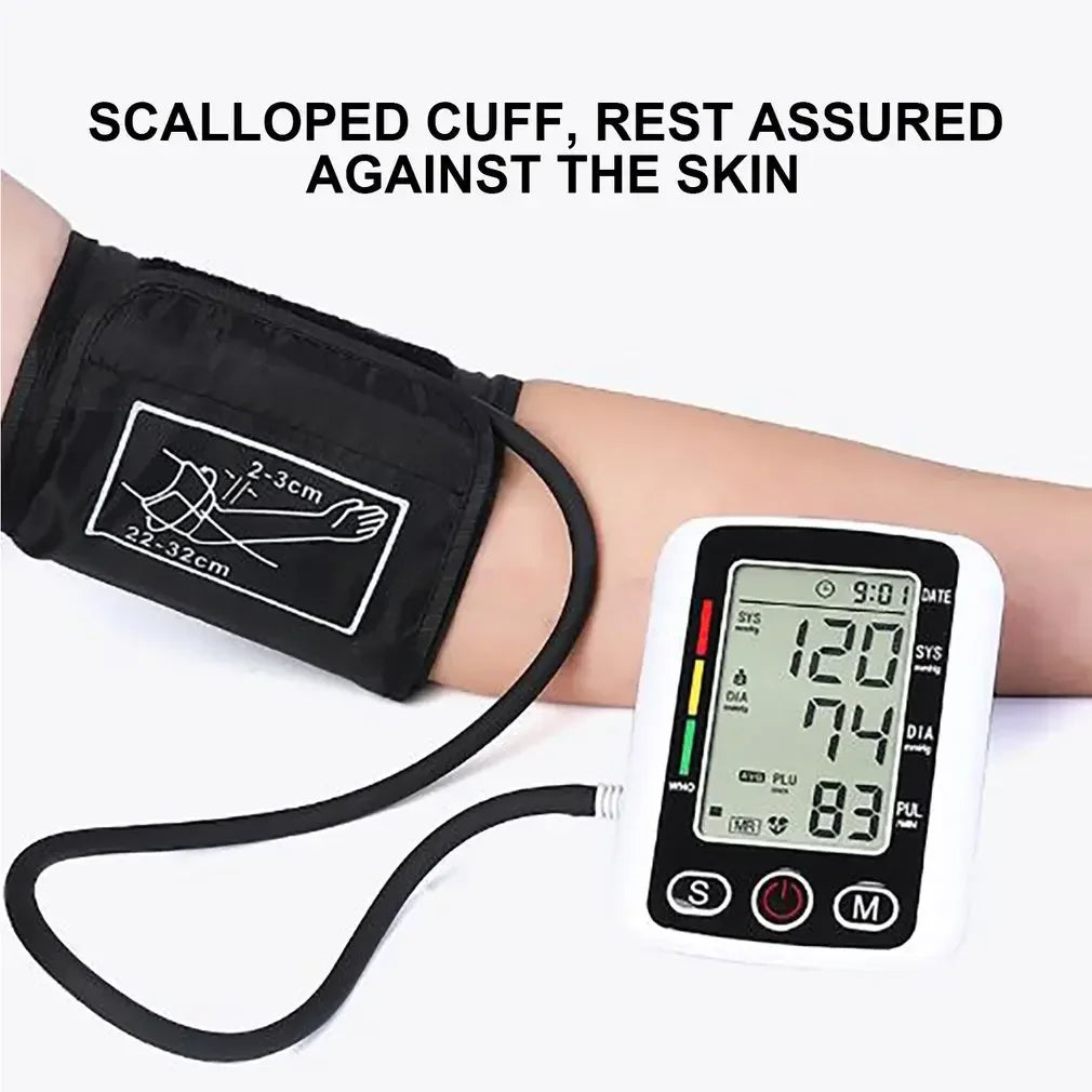 Digital Arm Blood Pressure Test Kit Cuff Sensor Monitor BP Automatic Pressure Tonometer Tensiometer Heart Rate Pulse Meter