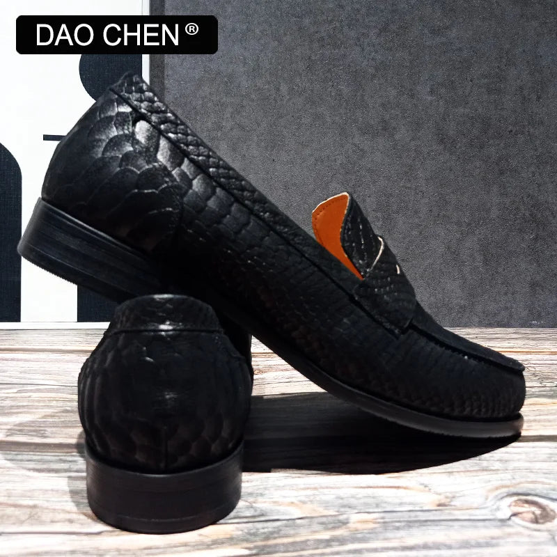 LUXURY MEN LOAFERS SHOES BLACK SLIP ON CASUAL DRESS MAN SHOE WEDDING OFFICE BANQUET SUEDE LEATHER LOAFERS SHOES FOR MEN