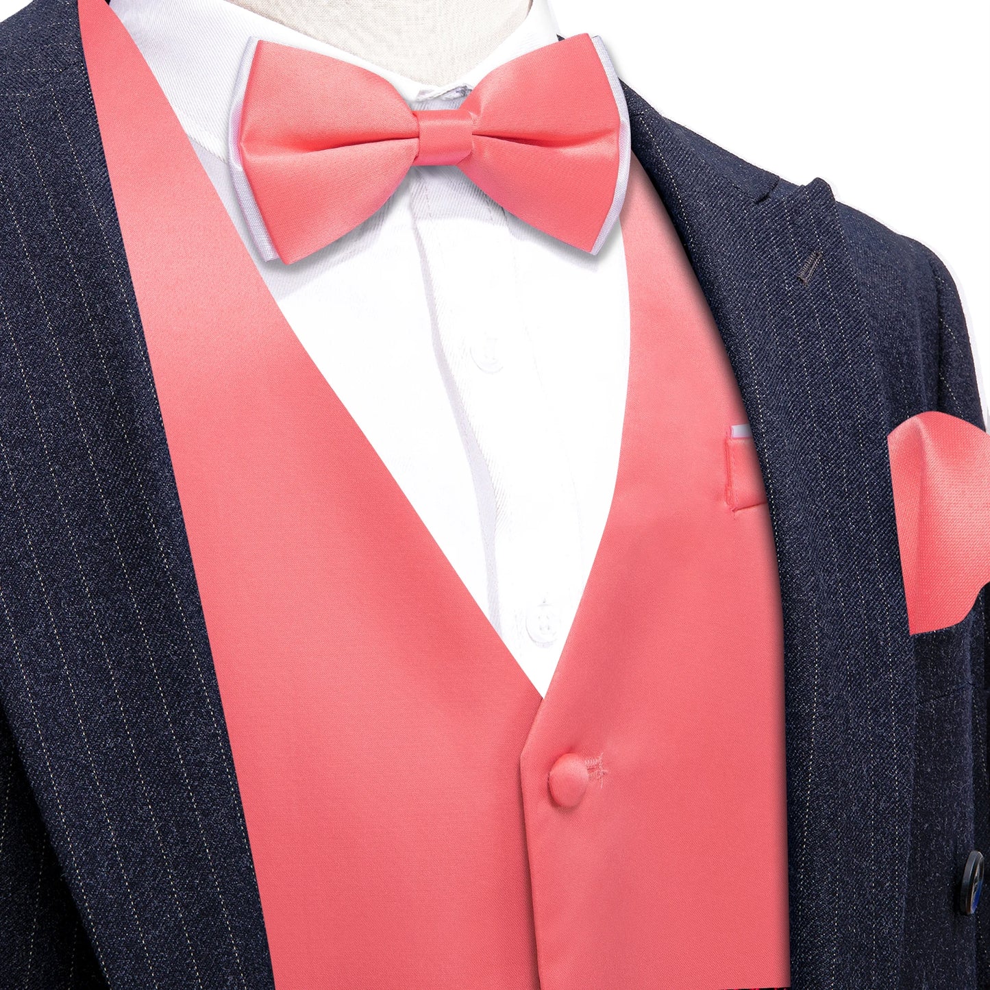 Silk Vest for Men Solid Plain Party Waistcoat Bowtie Set Set Male Sleeveless Jacket Formal Casual Barry Wang