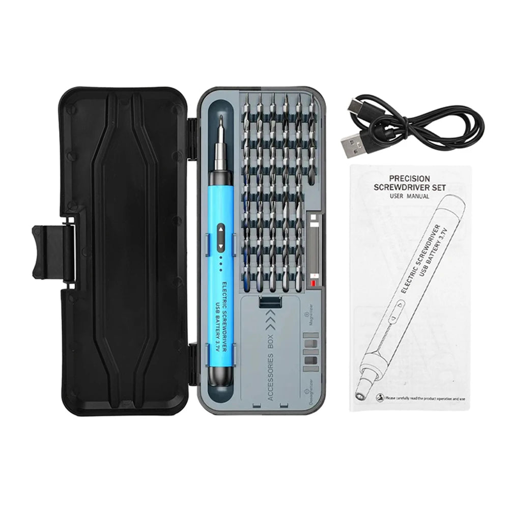 Electric Screwdriver Set DC3.7-4.2V 46 In One Small Precision Electric Screwdriver Rechargeable Wireless Mini Small Bits
