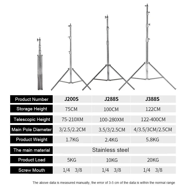 Selens Adjustable 210/280/400 cm Stainless Steel Light StandTripod Stand for photo studio kits Photography Accessories Tripod