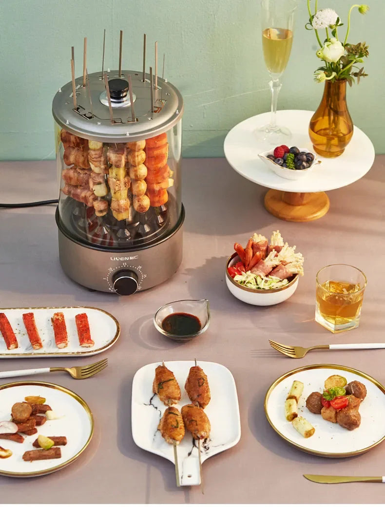 220V Electric Barbecue Machine Multifunctional Indoor Rotating Automatic Skewer Machine Indoor Lamb Skewer Pot Barbecue Machine