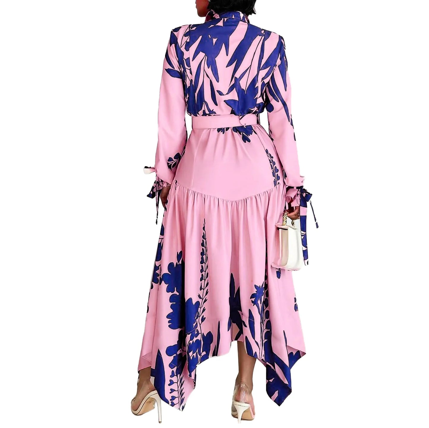 Brand new collection 2024-2025 Europe Plus-size Women's Fashion Fashion New Temperament Printed Irregular Lapel Dress Y2k Dress