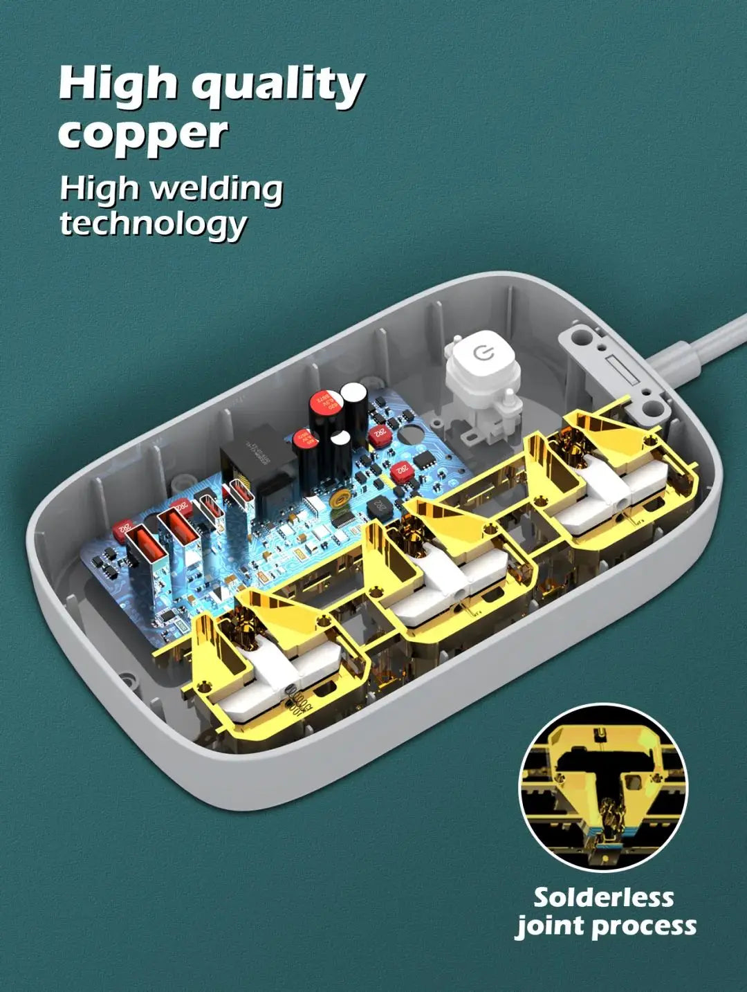 LDNIO Universal Power Strip with 65W GaN USB Charer 3250W Extension Cable Network Filter Surge Protector  EU/US/UK Plug Socket