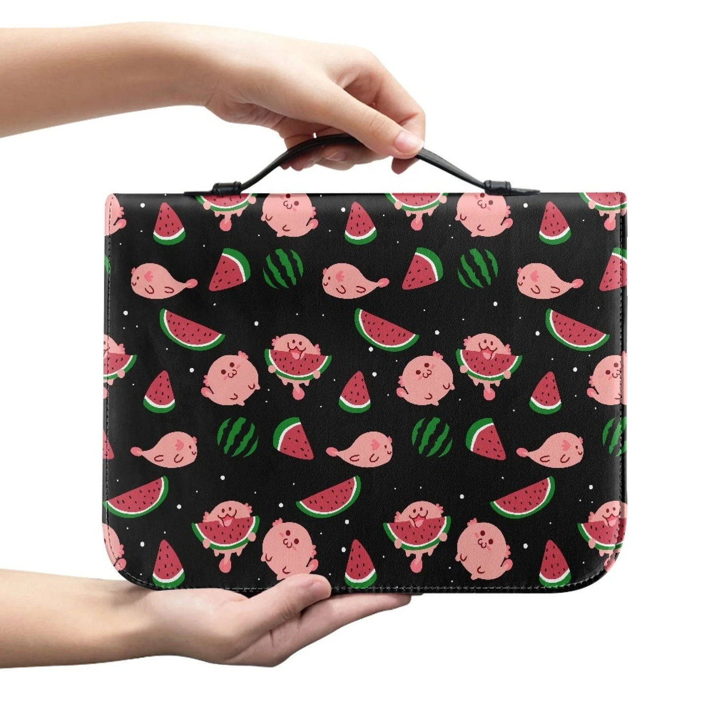 M Size Leather Cross Design Printed Book Bible Bag Student Travel Storage Bag One-handed Portable Storage Student Handbag