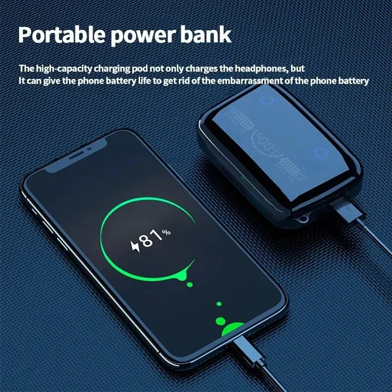 M19 Bluetooth Headset Wireless Tws Gaming Support Noise-cancelling Touch In-ear Mini Emergency Power Bank Headset - FREE LAPTOP STAND IS OFFER