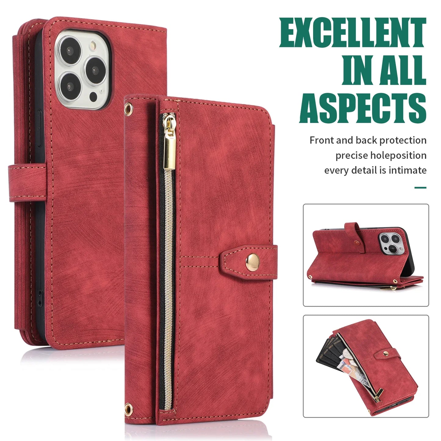 Crossbody Lanyard Card Slot Wallet Flip Case for iPhone 15 14 13 12 11 Pro Max Mini X XS 8 7 Plus SE 2020 2022 PU Leather Cover